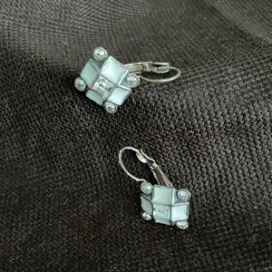 Silver and White Earrings